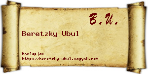 Beretzky Ubul névjegykártya